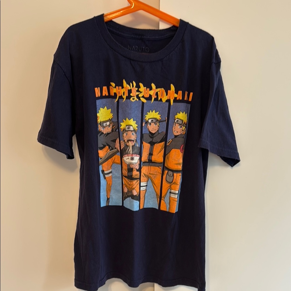 Blue and Orange Anime Graphic Short Sleeve Tee